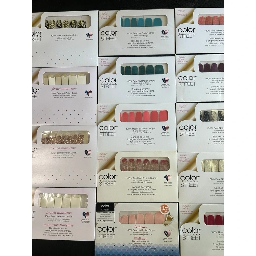 Color Street Nail Polish Strips Assorted French Glitter Pedicure LOT/15‎ Bundle